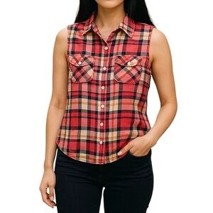 So Plaid Back Cut Out Button Up Shirt Size XS New